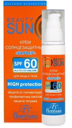 Beauty sun солнцезащитный крем «барьер» spf60 75 мл
