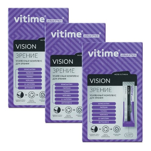 Купить Vitime aquastick vision (зрение) 10 шт. стик массой 19,4 батончик желейный цена