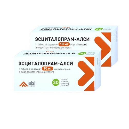 Купить Эсциталопрам-алси 10 мг 30 шт. таблетки, покрытые пленочной оболочкой цена