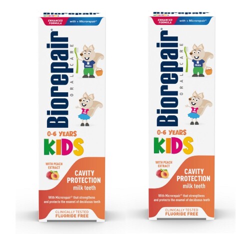 Набор Biorepair kids зубная паста детская 0-6 лет с экстрактом персика 50мл из 2 уп со скидкой