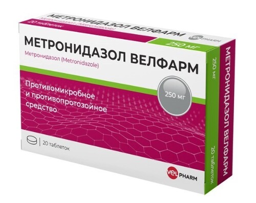 Купить Метронидазол велфарм 250 мг 20 шт. таблетки цена