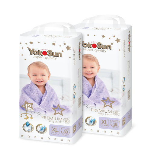Набор YOKOSUN для детей: 2 упаковки Premium подгузников-трусиков XL/12-20 КГ/ 38 ШТ.