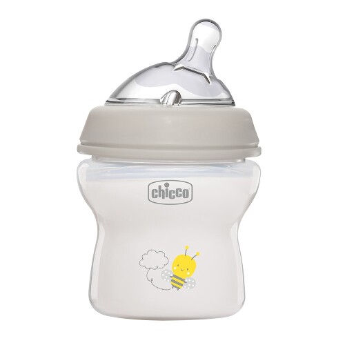 Chicco natural feeling бутылочка для кормления соска силиконовая наклонная 0+ 150 мл/нейтральная