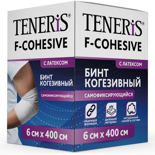Бинт когезивный самофиксирующийся teneris на тканевой основе с латексом 6 смх4 м