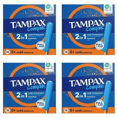 Набор из 4х Tampax тампоны compak super plus с аппликатором 16 шт со скидкой