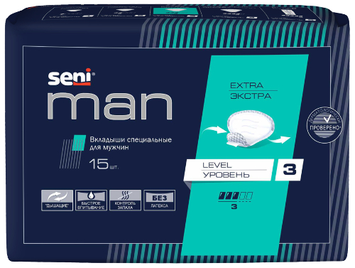 Купить Seni man вкладыши специальные для мужчин супер уровень 5 15 шт. цена