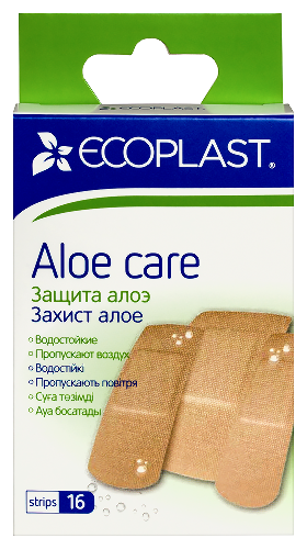 Ecoplast пластырь медицинский полимерный (набор) aloe care 16 шт.
