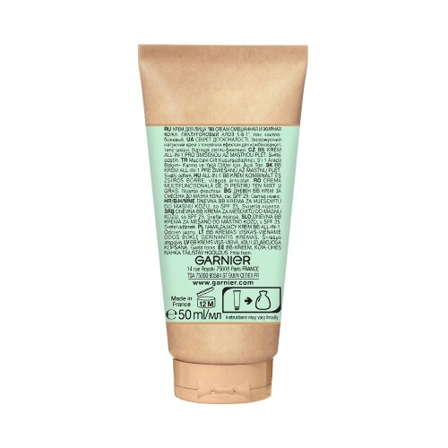 Garnier skin naturals вв крем для лица смешанная и жирная кожа гиалуроновый алоэ-уход 5-в-1 тон светло-бежевый spf25 50 мл