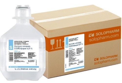 Натрия хлорид-солофарм 0,9% раствор для инфузий 200 мл флакон 20 шт.