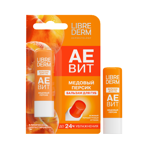 Librederm аевит бальзам для губ медовый персик 4 гр