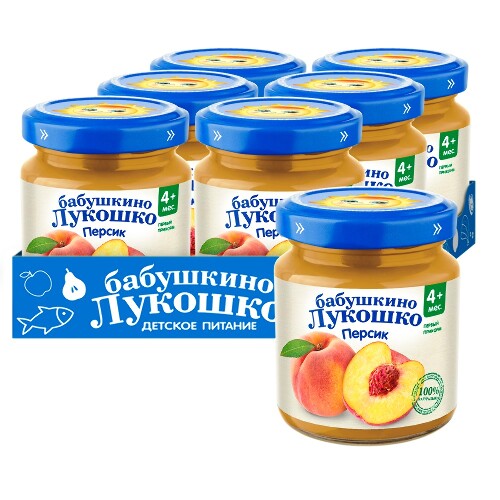 Бабушкино лукошко пюре из персиков для детского питания 100 гр