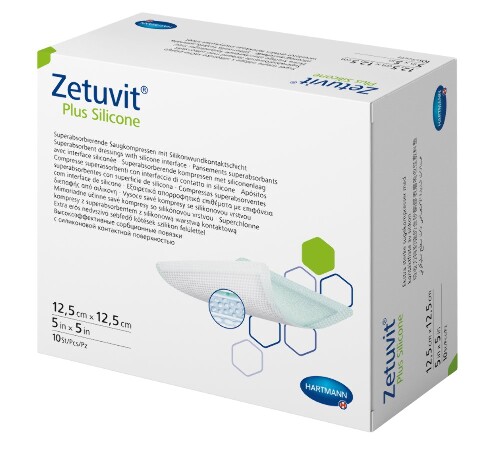 ПОВЯЗКА СУПЕРАБСОРБИРУЮЩАЯ С КОНТАКТНЫМ СЛОЕМ ИЗ СИЛИКОНА СТЕРИЛЬНАЯ ZETUVIT PLUS SILICONE