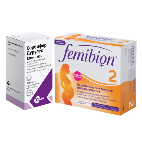 Набор Сорбифер дурулес таб. №100 + Фемибион 2 №28 таб. со скидкой