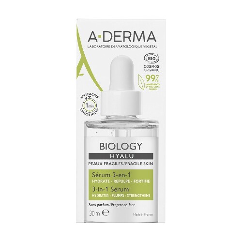 A-derma biology hyalu сыворотка 3-в-1 для хрупкой кожи 30 мл
