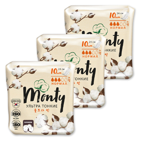 Набор Monty прокладки ultra thin normal plus №10 из 3 уп со скидкой