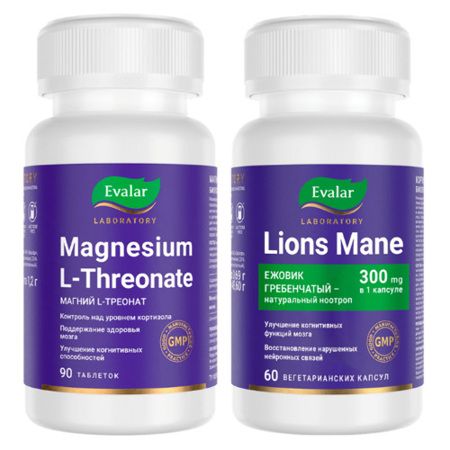 Набор МАГНИЯ L-ТРЕОНАТ таблетки 90шт. + ЕЖОВИК ГРЕБЕНЧАТЫЙ капсулы 60шт.
