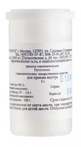 Купить Бриония c30 гомеопатический монокомпонентный препарат растительного происхождения 5 гр гранулы гомеопатические цена