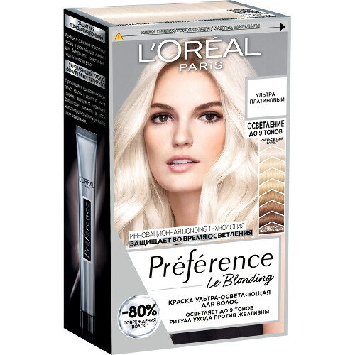 Loreal paris preference краска ультра-осветляющая для волос в наборе оттенок/ультра-платиновый/