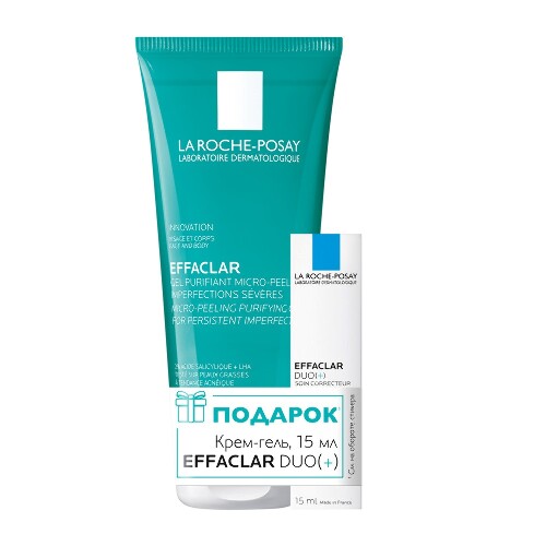 Купить La roche-posay effaclar гель микроотшелушивающий 200 мл+effaclar duo(+) крем-гель корректирующий 15 мл/набор цена