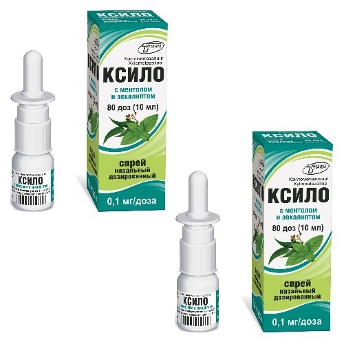 Набор из 2х средств HASICO: 1+1 спрей для носа КСИЛО С МЕНТОЛОМ И ЭВКАЛИПТОМ 0,1МГ/ДОЗА 10 МЛ СПРЕЙ НАЗАЛ