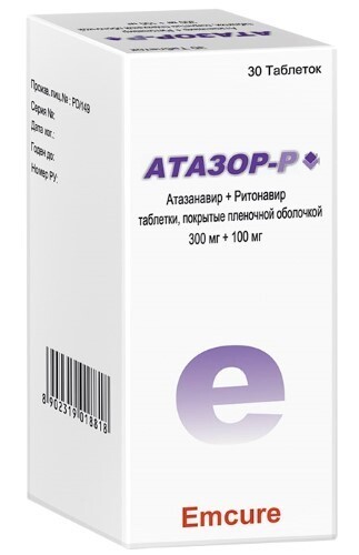Купить Атазор-р 300 мг + 100 мг 30 шт. таблетки, покрытые пленочной оболочкой цена