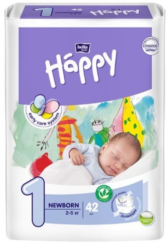 Купить BELLA BABY HAPPY ПОДГУЗНИКИ ДЕТСКИЕ РАЗМЕР 1 NEWBORN 2-5КГ N42 цена