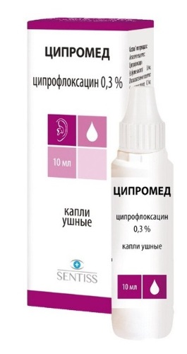 Ципромед 0,3% флакон-капельница капли ушные 10 мл