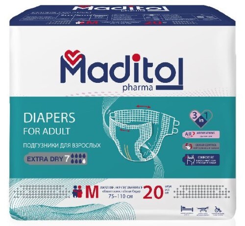Купить Maditol pharma подгузники для взрослых medium 20 шт. цена