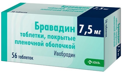 Бравадин 7,5 мг 56 шт. таблетки, покрытые пленочной оболочкой
