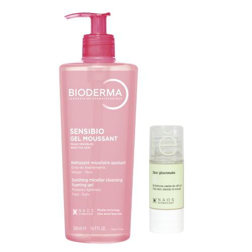 Набор Bioderma Sensibio Очищающий гель для чувствительной кожи 500мл + Etat Pur Сыворотка с глюконатом цинка 3% 15мл