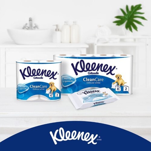 Kleenex clean care delicate white туалетная бумага двухслойная 4 шт.