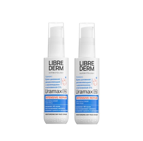 Набор 1+1 Librederm Uramax крем для лица дневной увлажн с церам и мочевиной 5% 50мл