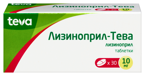 Лизиноприл-тева 10 мг 30 шт. таблетки