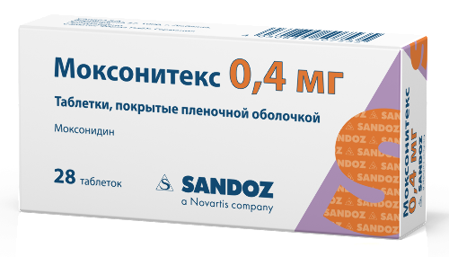 Купить Моксонитекс 0,4 мг 28 шт. таблетки, покрытые пленочной оболочкой цена