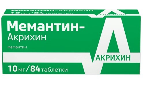 Мемантин-акрихин 10 мг 84 шт. таблетки, покрытые пленочной оболочкой