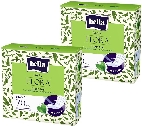 Набор Bella прокладки ежед panty flora green tea с экстрактом зеленого чая n70  из 2 уп со скидкой
