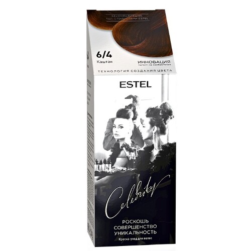 Купить Estel celebrity краска-уход для волос тон 6/4 каштан цена