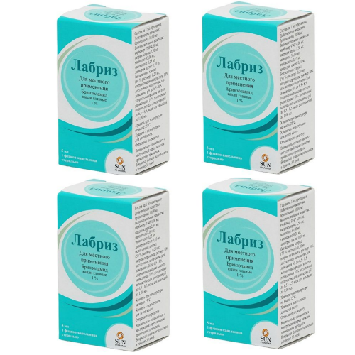 Набор из 4 уп Лабриз 1% флакон-капельница капли глазные 5 мл
