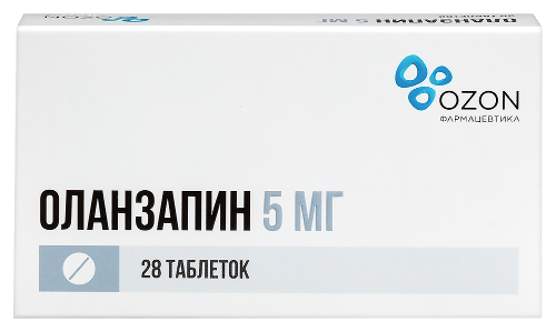 Оланзапин 5 мг 28 шт. таблетки, покрытые пленочной оболочкой блистер