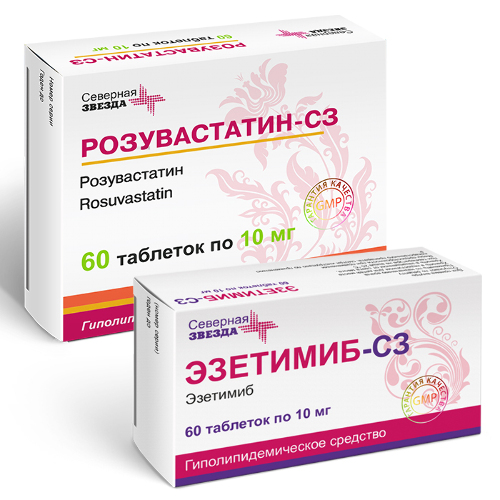 Набор Эзетимиб-СЗ таб. 10мг №60 + Розувастатин-СЗ таб. 10мг №60 - по ...