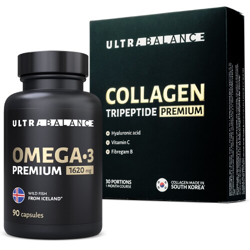 НАБОР ULTRABALANCE ОМЕГА-3 N90 КАПС и КОЛЛАГЕН ТРИПЕПТИД ПРЕМИУМ N30 ПАКЕТ-САШЕ ПО 1,9Г ПОР