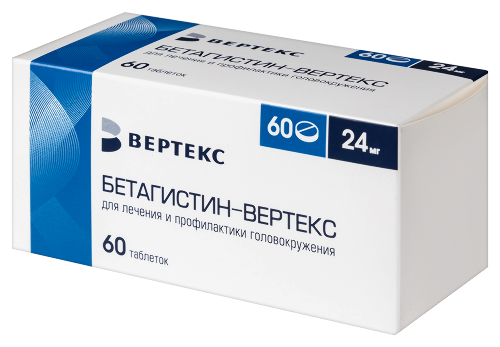 Бетагистин-вертекс 24 мг 60 шт. таблетки