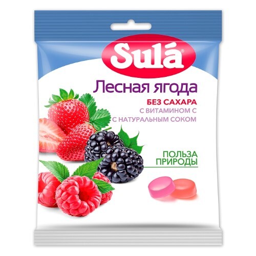 Леденцы sula без сахара 60 гр/лесная ягода/