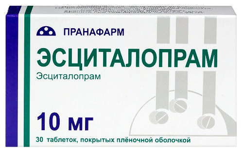 Эсциталопрам 10 мг 30 шт. таблетки, покрытые пленочной оболочкой