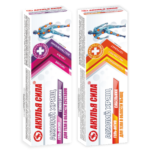 Набор Аптечка Акулья сила: Гель при невралгии, судорогах согревающий + Гель-актив восстанавливающий для суставов