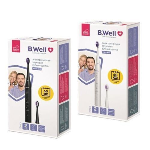 Набор B well зубные щетки звуковые электрические pro-850: белая + черная