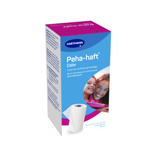 Бинт peha-haft color 10 смх4 м/белый когезивный эластичный фиксирующий
