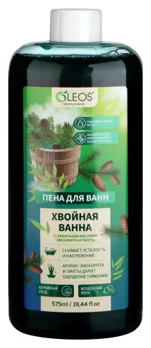 Oleos пена для ванн хвойная ванна с эфирными маслами эвкалипта и пихты 575 мл