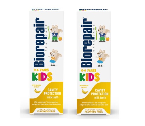 Набор Biorepair kids banana зубная паста детская 0-6 лет банан 50мл из 2 уп со скидкой