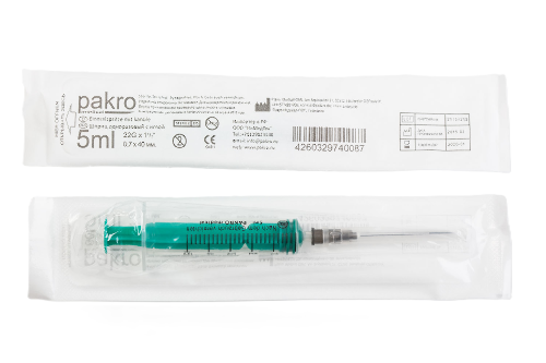 Шприц 5 мл 3-х компонентный c иглой 0,7x40 10 шт./ pakromedical/